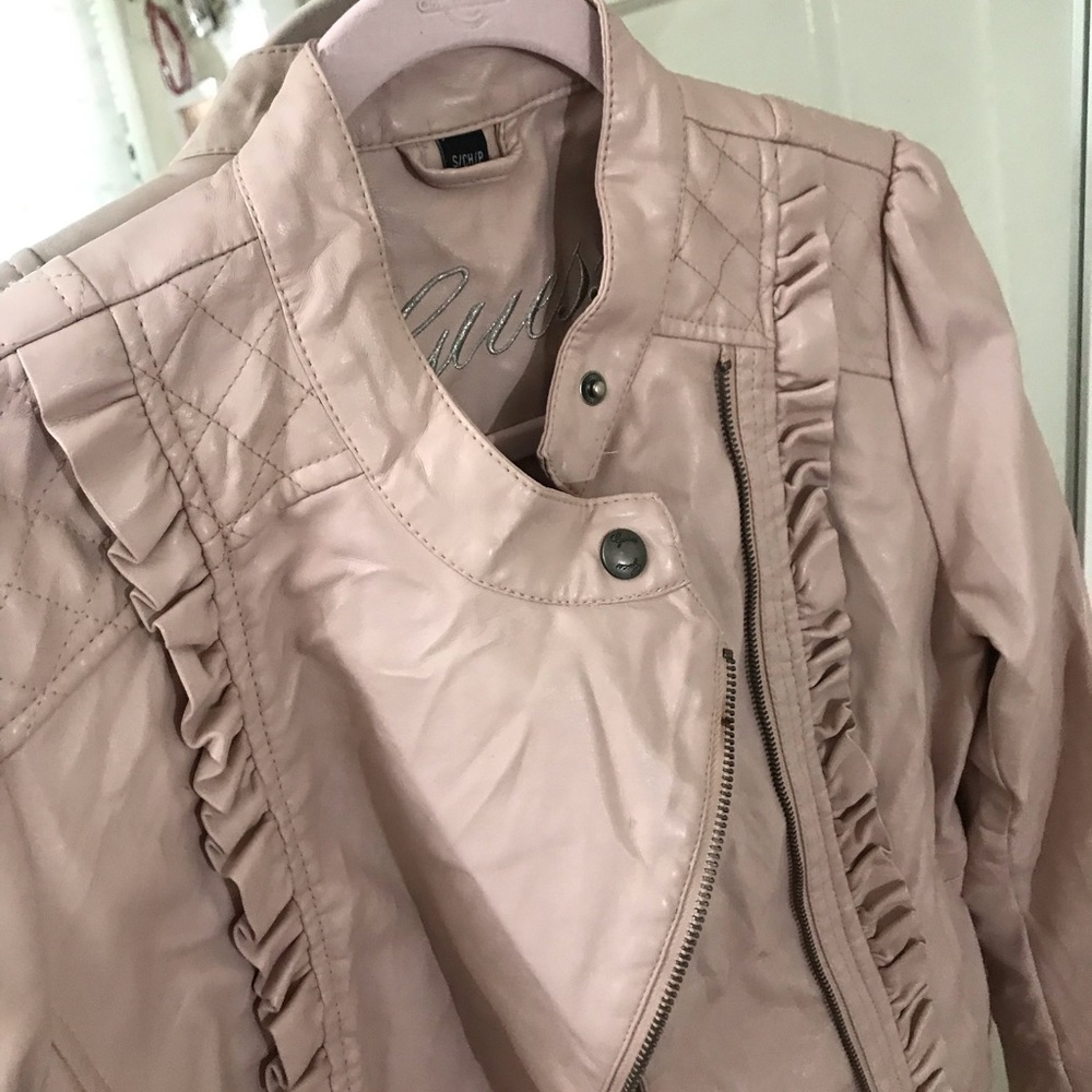 Blush Leather Quilted Guess Jacket
